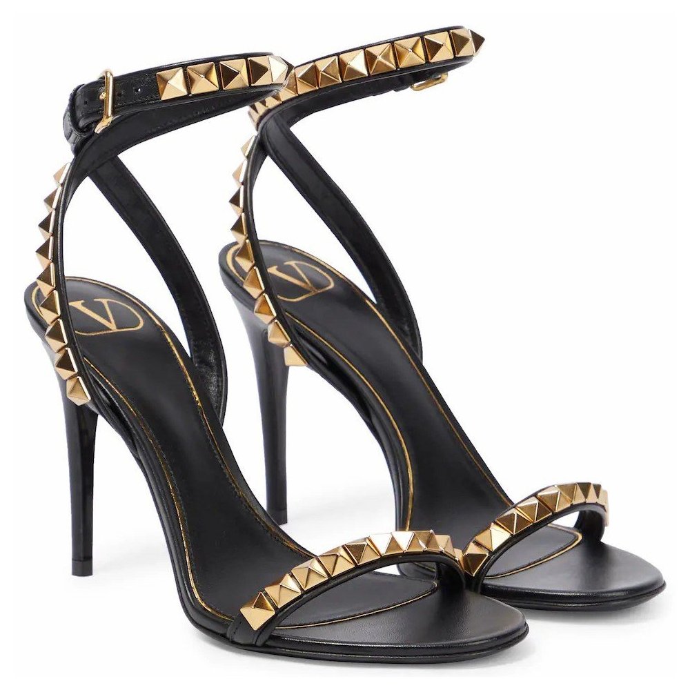 Cheap Reps Valentino Rockstud No Limit Sandal 100mm In Black Lambskin