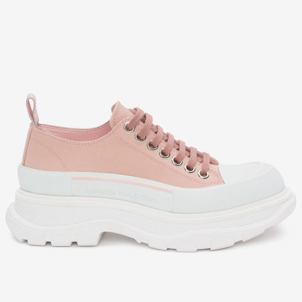 Cheap Reps Alexander McQueen Womens Pink Tread Slick Lace Up Sneakers