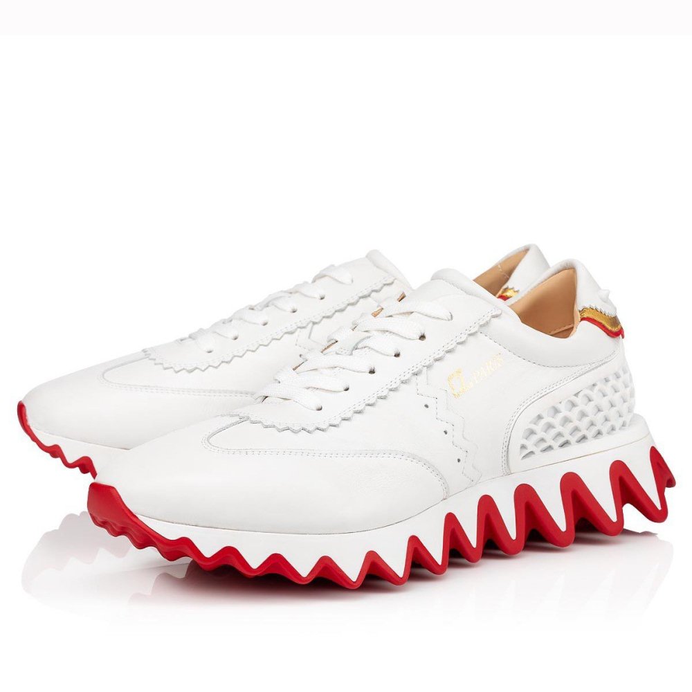 Cheap Reps Christian Louboutin Womens Loubishark Sneakers In White Leather