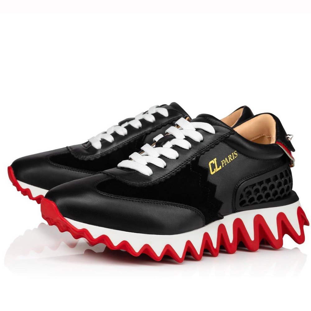 Cheap Reps Christian Louboutin Womens Loubishark Sneakers In Black Leather