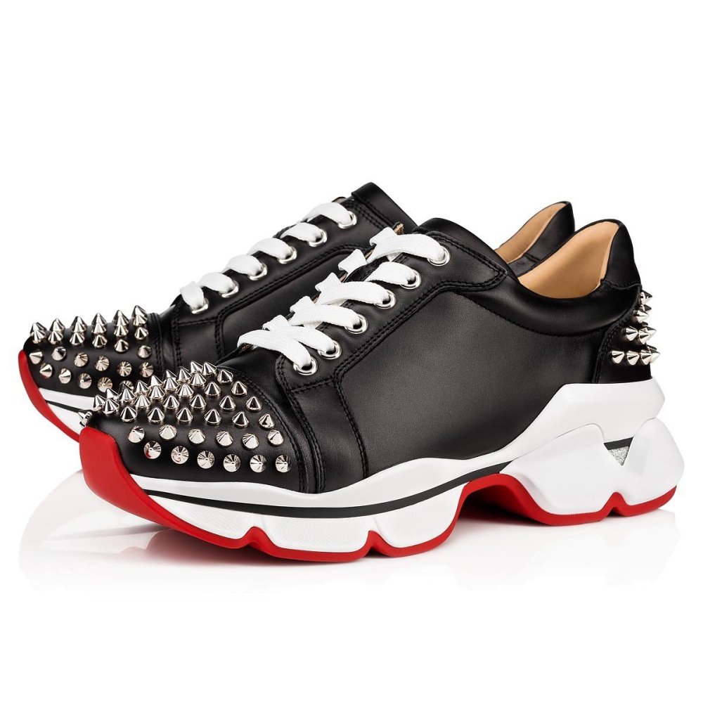 Cheap Reps Christian Louboutin Womens Vrs 2018 Sneakers In Black Leather