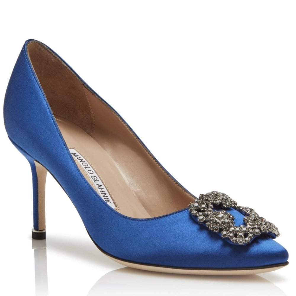 Cheap Reps Manolo Blahnik Hangisi 70 Pumps In Blue Satin