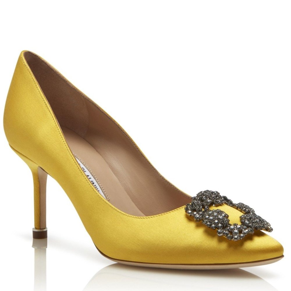 Cheap Reps Manolo Blahnik Hangisi 70 Pumps In Yellow Satin