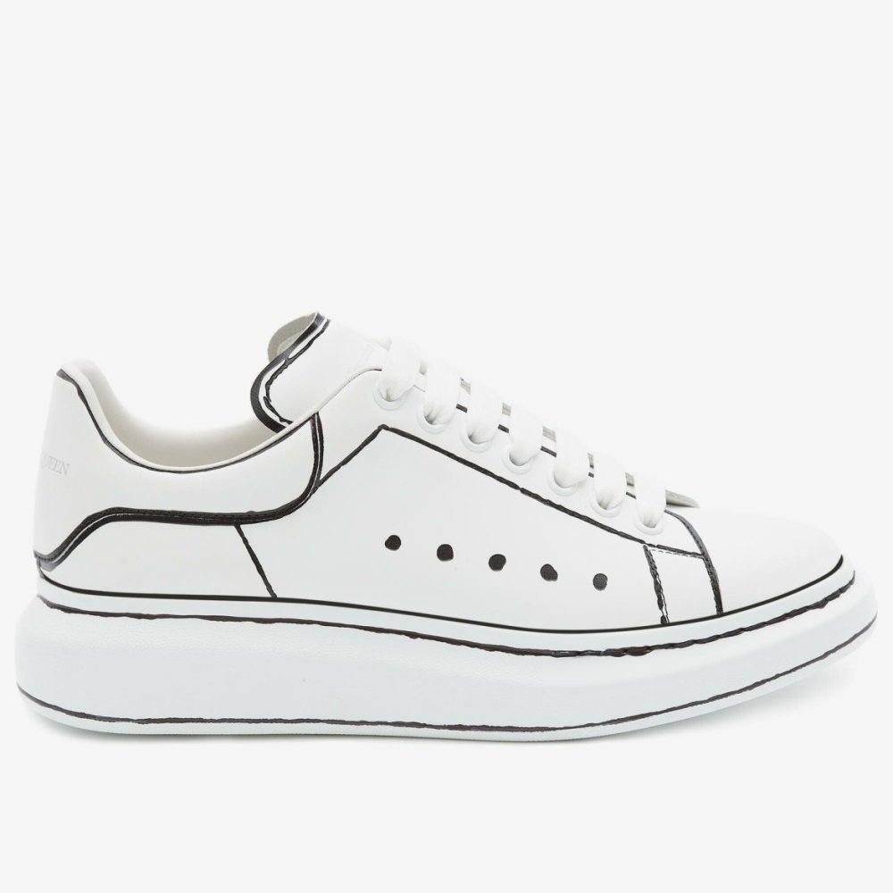 Cheap Reps Alexander McQueen Mens Oversized Sneakers With Black Outlines