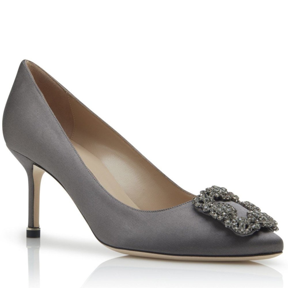 Cheap Reps Manolo Blahnik Hangisi 70 Pumps In Grey Satin