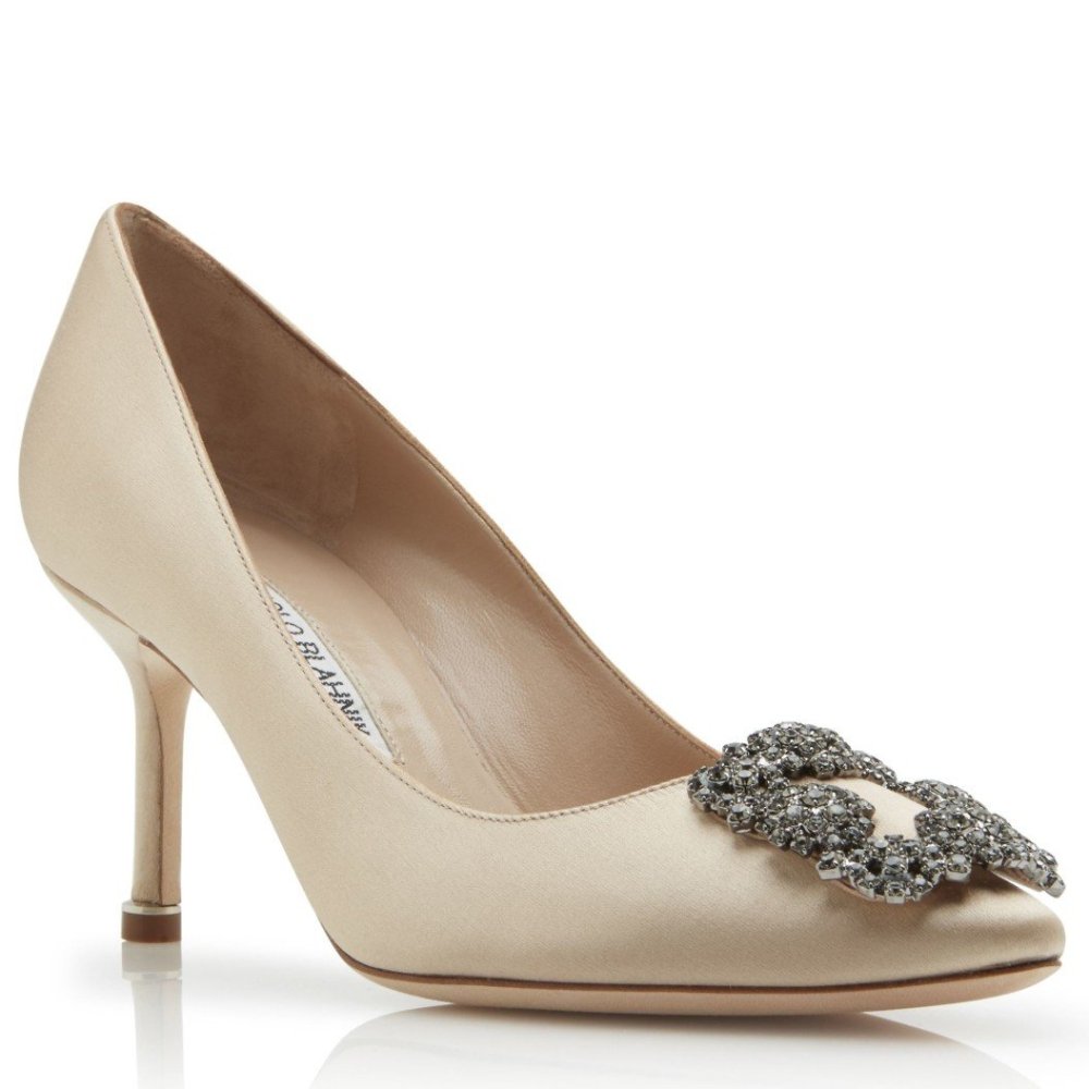 Cheap Reps Manolo Blahnik Hangisi 70 Pumps In Champagne Satin