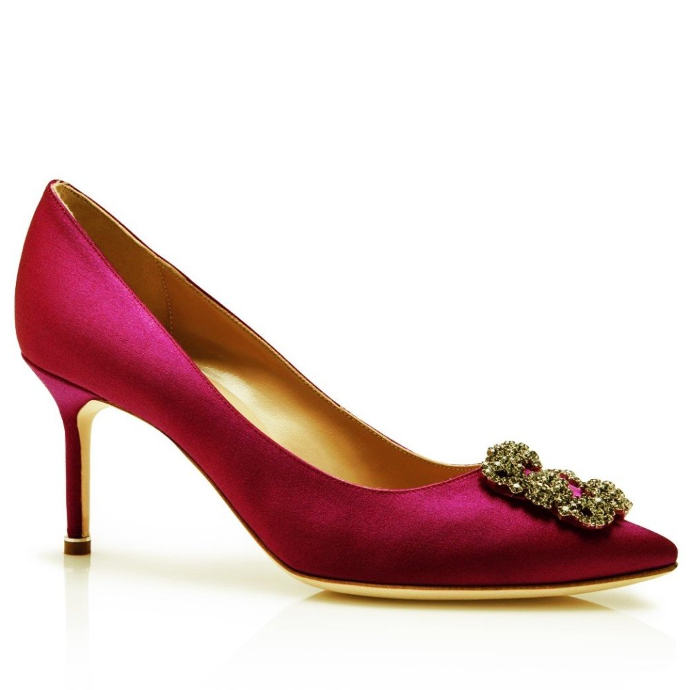 Cheap Reps Manolo Blahnik Hangisi 70 Pumps In Bordeaux Satin