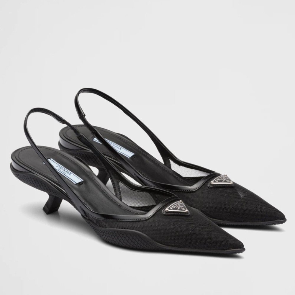 Cheap Reps Prada Slingback Pumps In Mesh Fabric