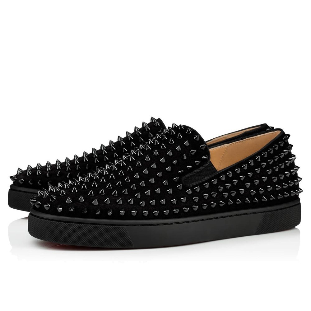 Cheap Reps Christian Louboutin Mens Roller-boat Flat Sneakers Black