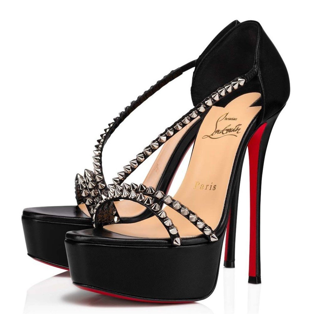 Cheap Reps Christian Louboutin Black So Spike Alta Sandals 150MM