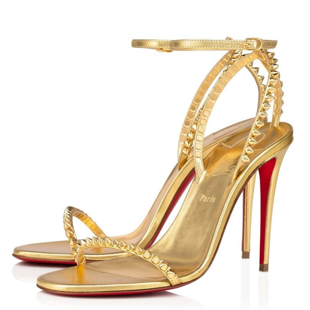 Cheap Reps Christian Louboutin So Me 100mm Sandals In Gold Leather