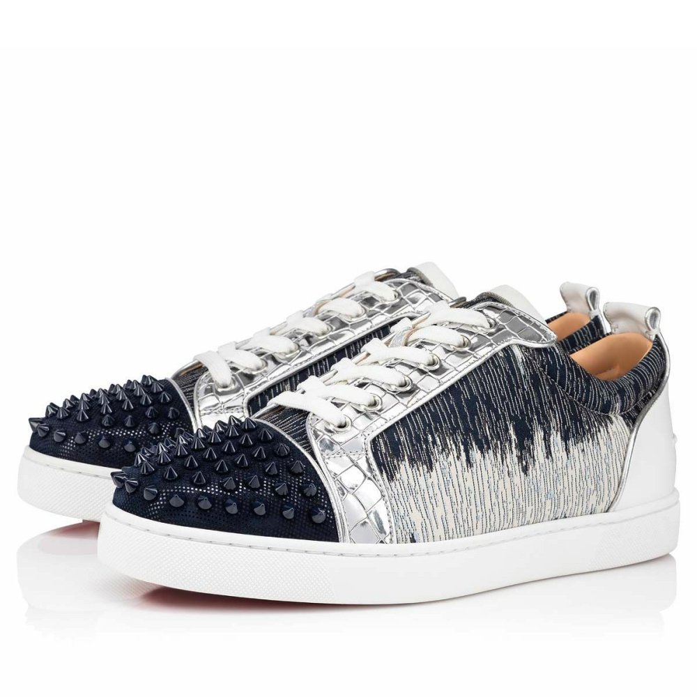 Cheap Reps Christian Louboutin Mens Louis Junior Spikes Orlato Sneakers In Gator Calfskin