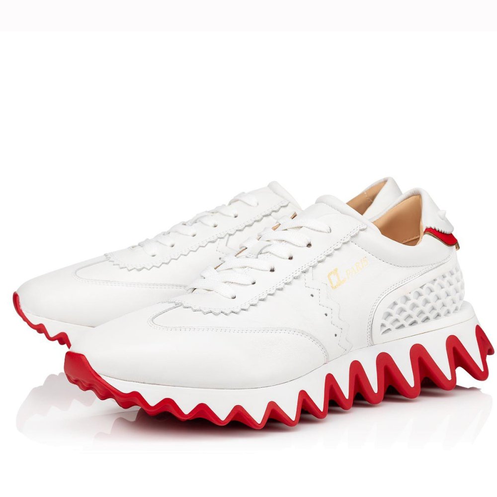 Cheap Reps Christian Louboutin Mens Loubishark Sneakers In White Leather