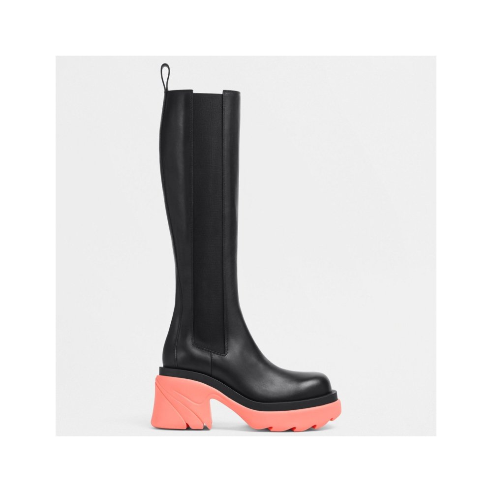 Cheap Reps Bottega Veneta Flash Knee-high Boots with Pink Outsole