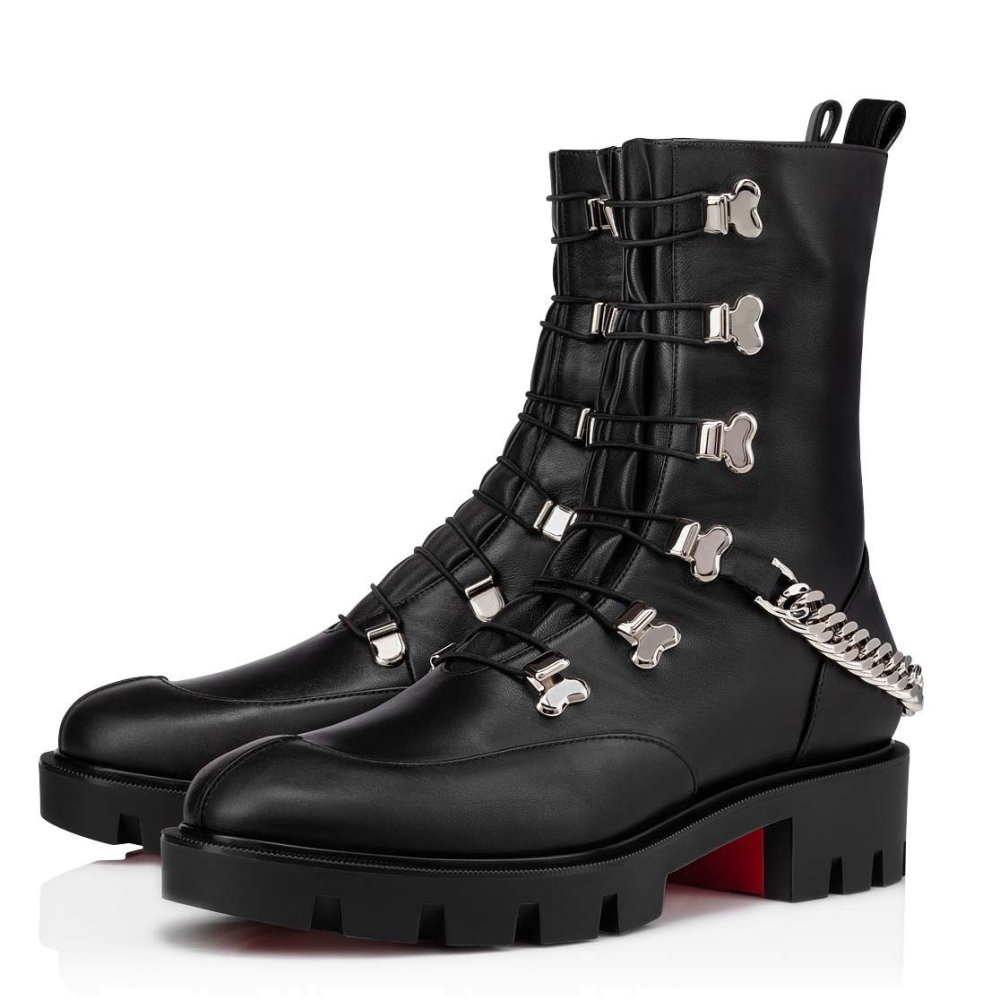 Cheap Reps Christian Louboutin Horse Ankle Boots In Black Leather