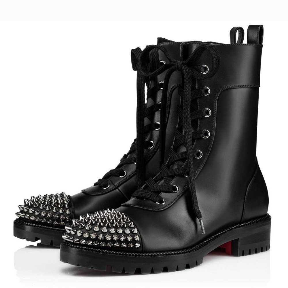 Cheap Reps Christian Louboutin Black Ts Croc Flat Ankle Boots