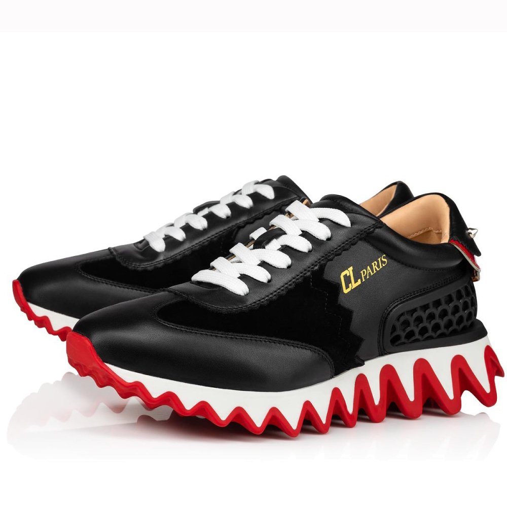 Cheap Reps Christian Louboutin Mens Loubishark Sneakers In Black Leather