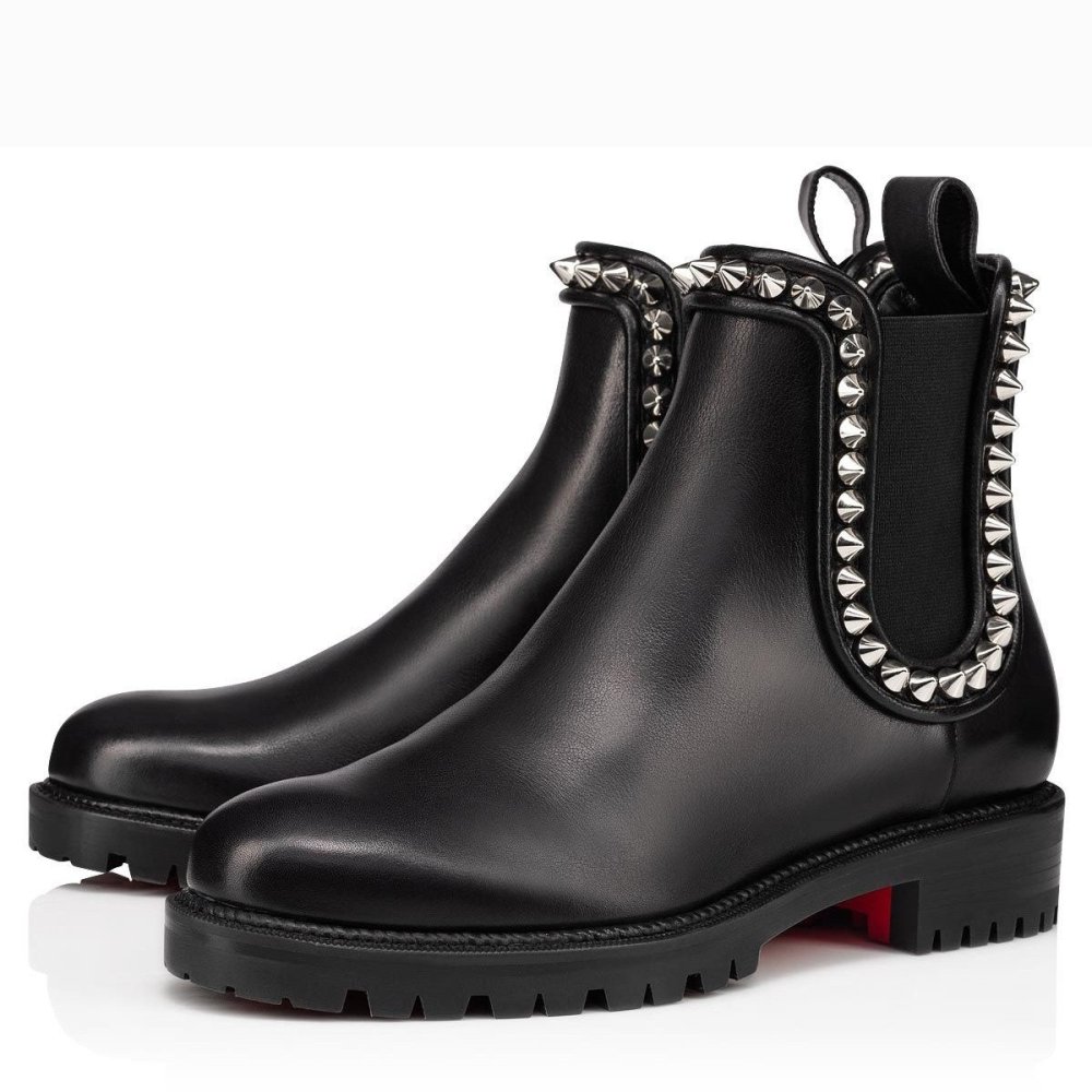 Cheap Reps Christian Louboutin Black Capahutta Flat Ankle Boots