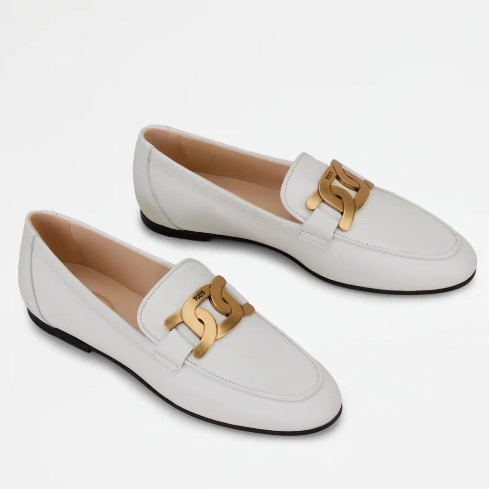 Cheap Reps Tods Womens Kate Loafers In White Calfskin