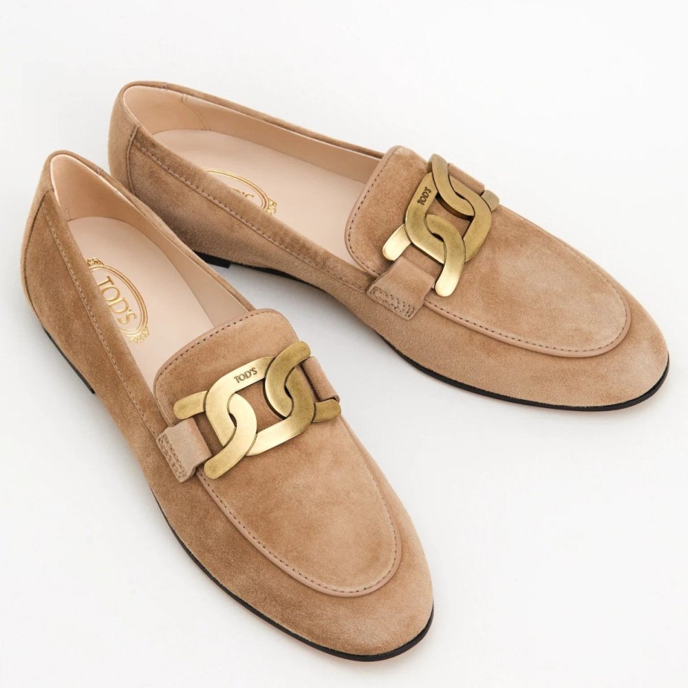 Cheap Reps Tods Womens Kate Loafers In Beige Suede Leather