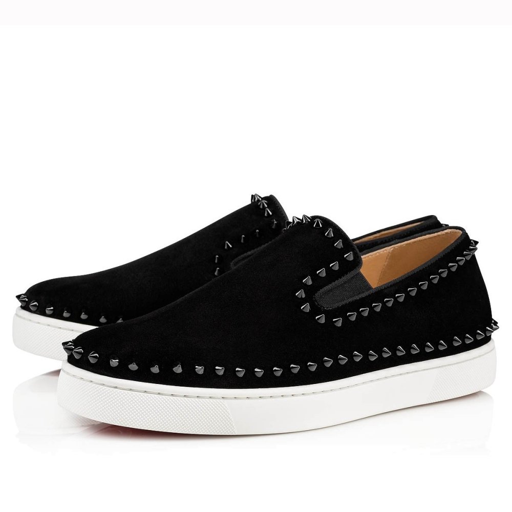 Cheap Reps Christian Louboutin Mens Pik Boat Flat Sneakers Black