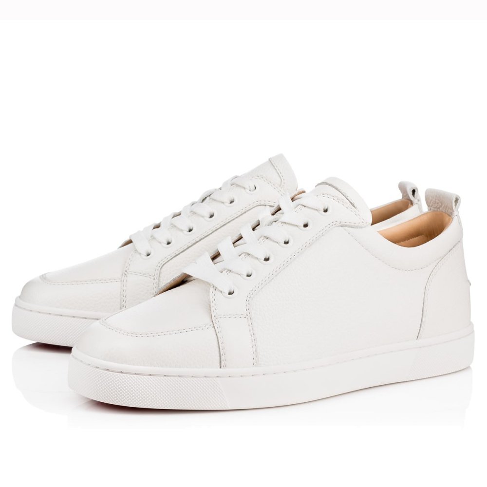 Cheap Reps Christian Louboutin Mens Louis Junior Flat Sneakers In White Calfskin