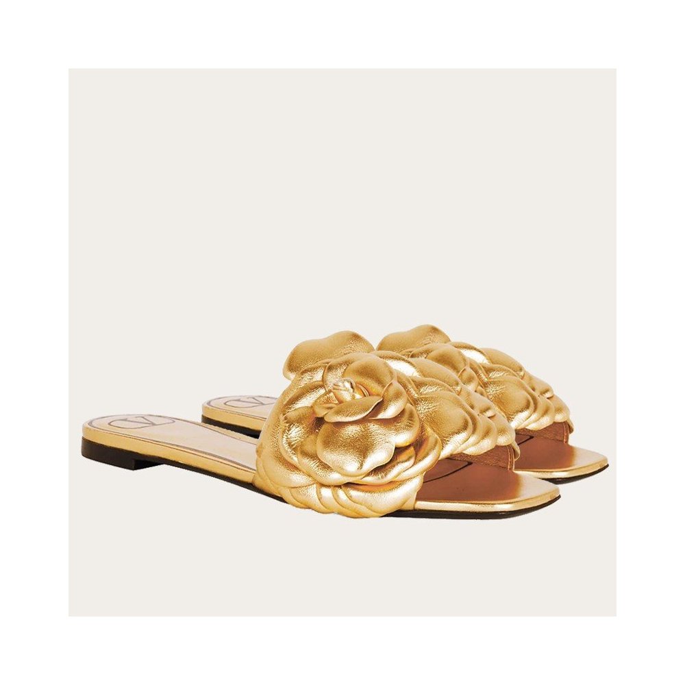 Cheap Reps Valentino Atelier Shoes 03 Rose Edition Slides Sandals Gold