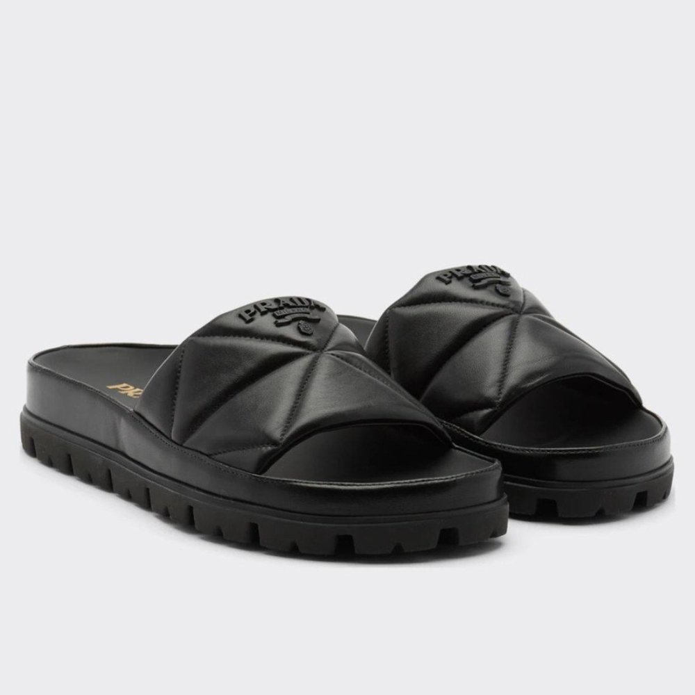 Cheap Reps Prada Womens Slides In Black Quilted Nappa Leather