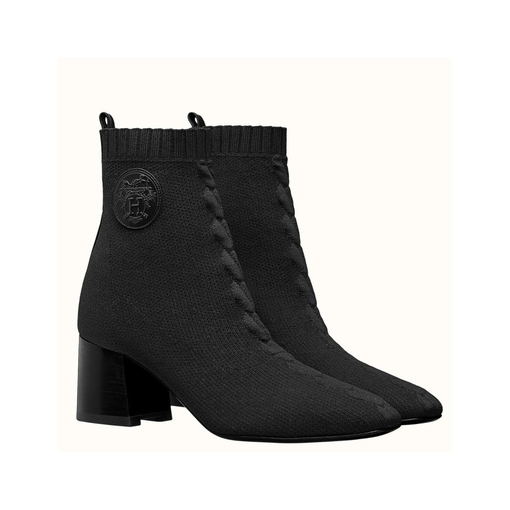 Cheap Reps Hermes Volver 60 Ankle Boot In Black Knit