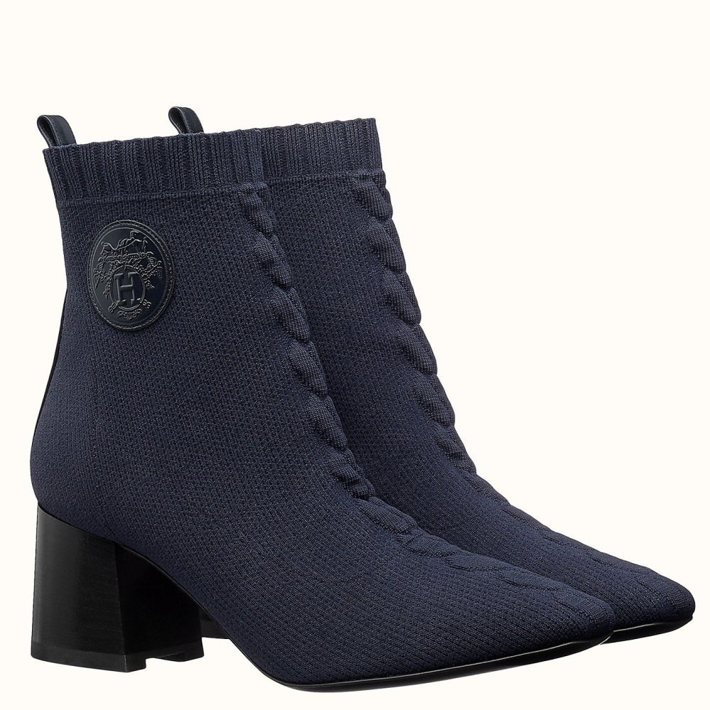 Cheap Reps Hermes Volver 60 Ankle Boot In Blue Knit