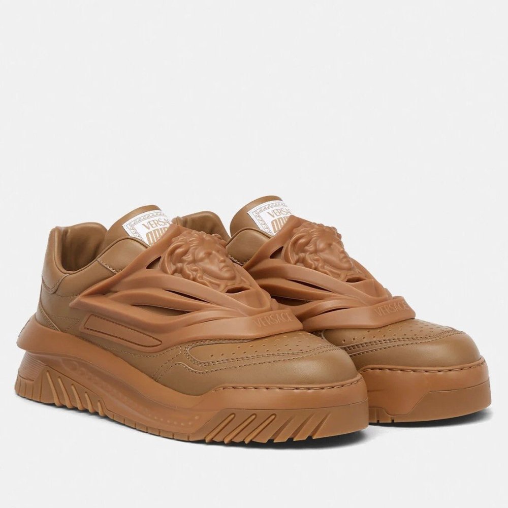 Cheap Reps Versace Womens Odissea Sneakers In Brown Leather