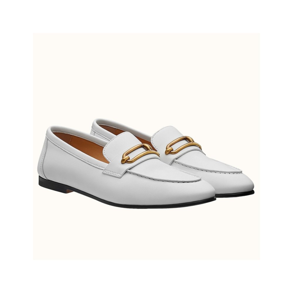 Cheap Reps Hermes Mens Colette Loafers In White Calfskin