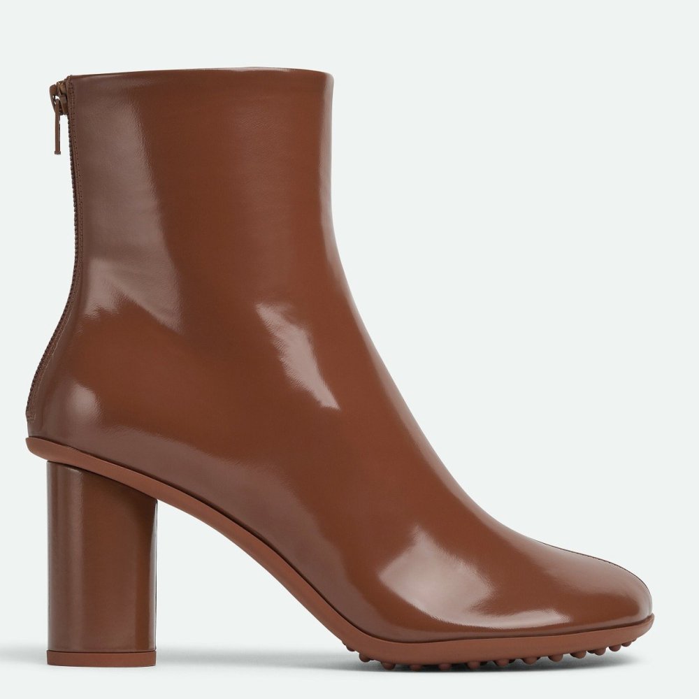 Cheap Reps Bottega Veneta Atomic Ankle Boots In Brown Lambskin