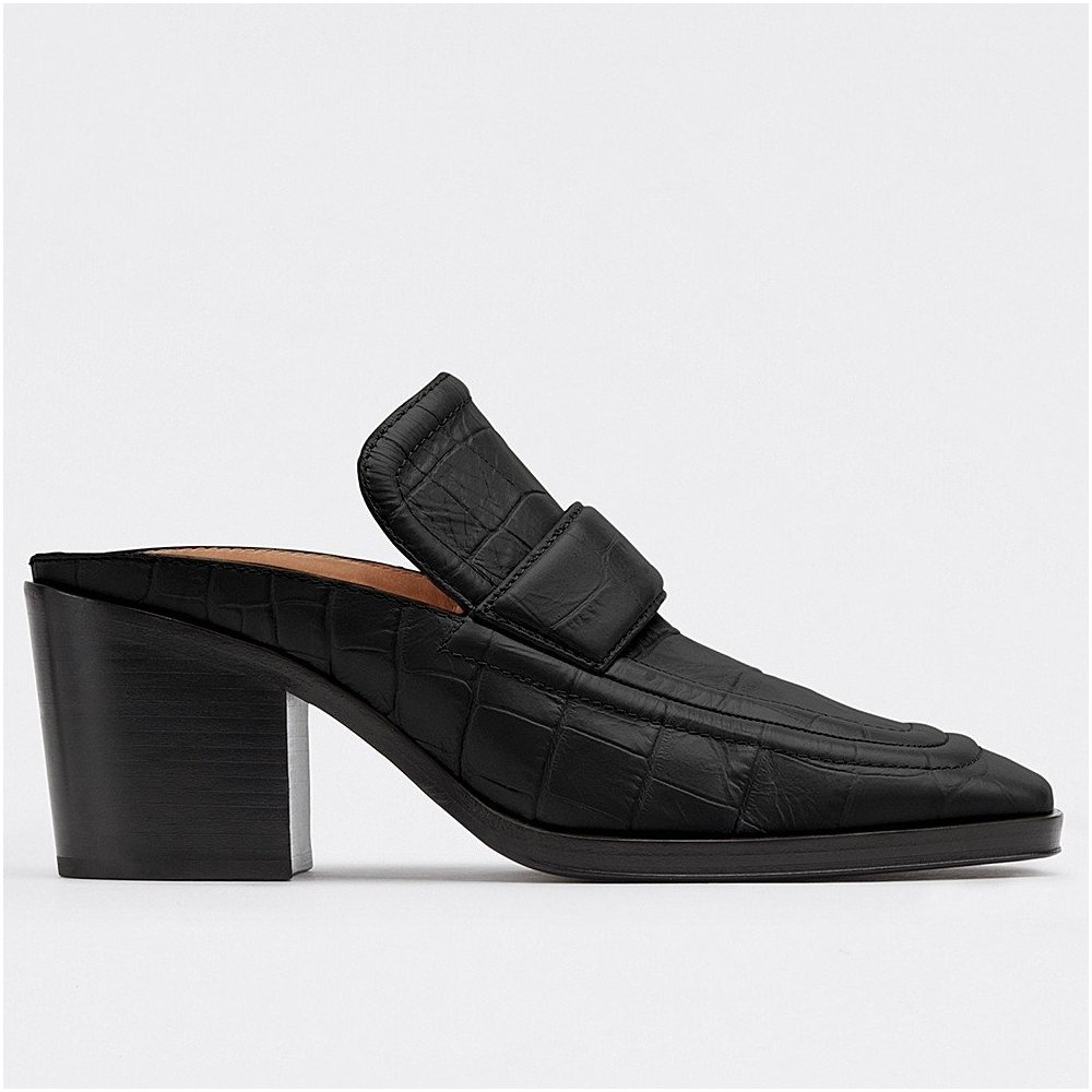 Cheap Reps Bottega Veneta Mules In Black Crocodile Embossed Leather