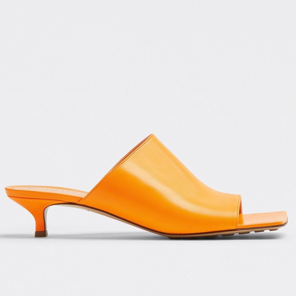 Cheap Reps Bottega Veneta Stretch Mules 40mm In Orange Lambskin