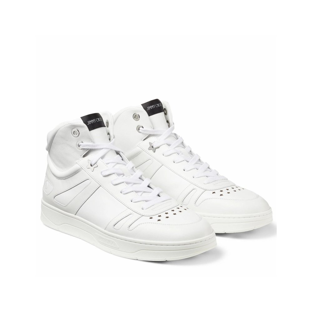 Cheap Reps Jimmy Choo Mens Hawaii High-top Sneaker In White Leather