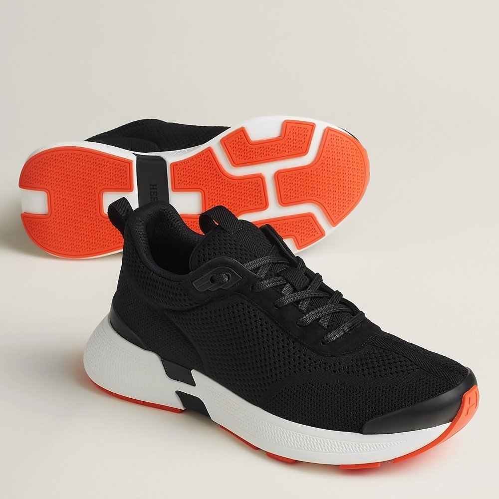 Cheap Reps Hermes Heros Sneakers in Black Technical Knit