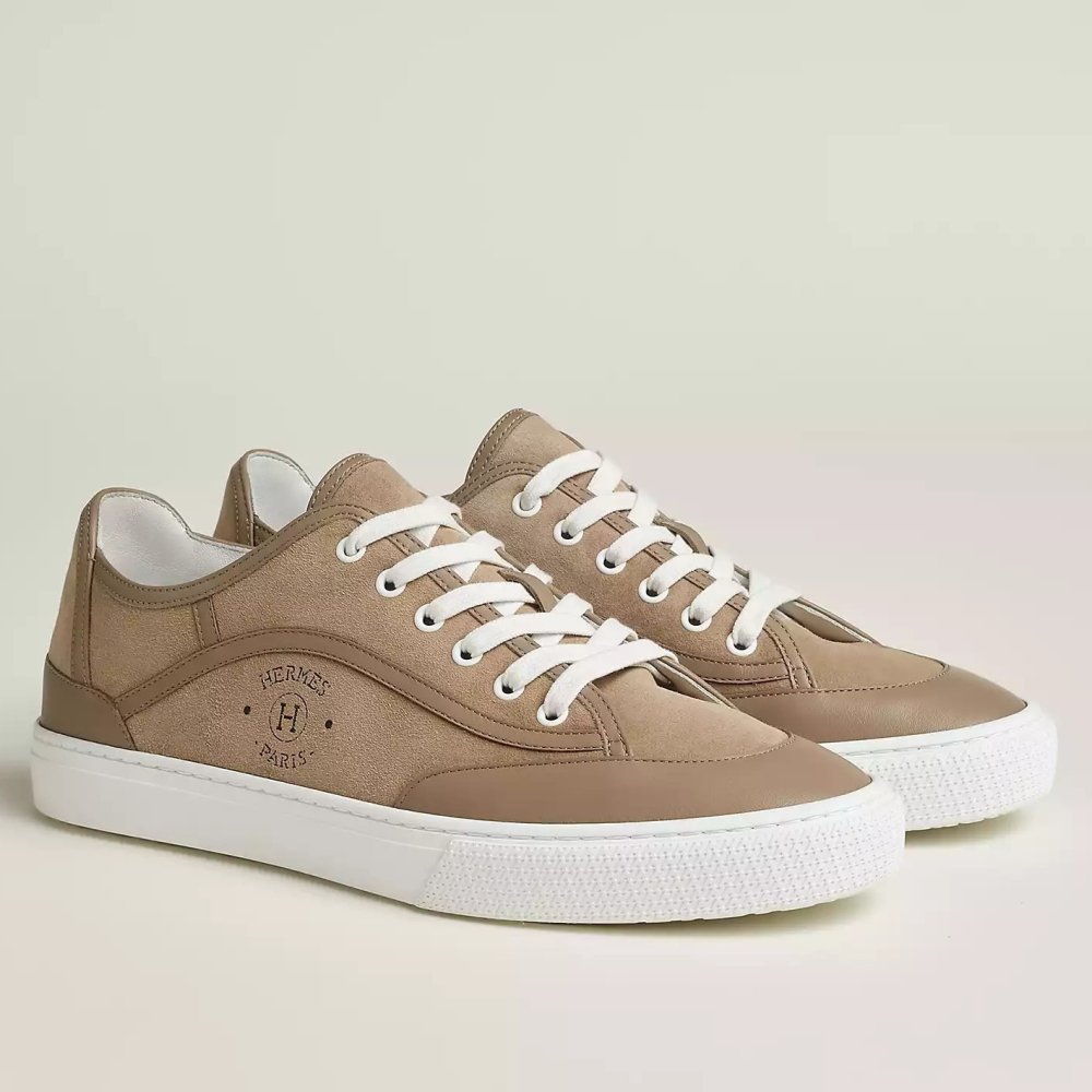 Cheap Reps Hermes Mens Get Sneakers in Beige Suede Leather