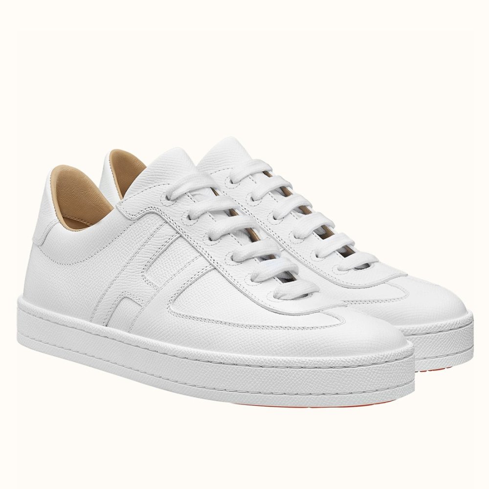 Cheap Reps Hermes Boomerang Sneakers In White Epsom Leather