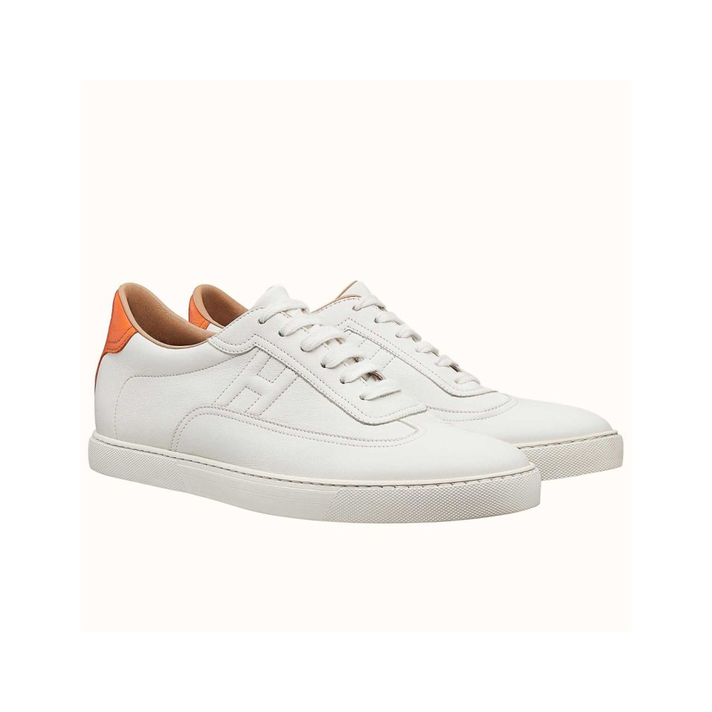 Cheap Reps Hermes Mens Quicker Sneakers In White Calfskin