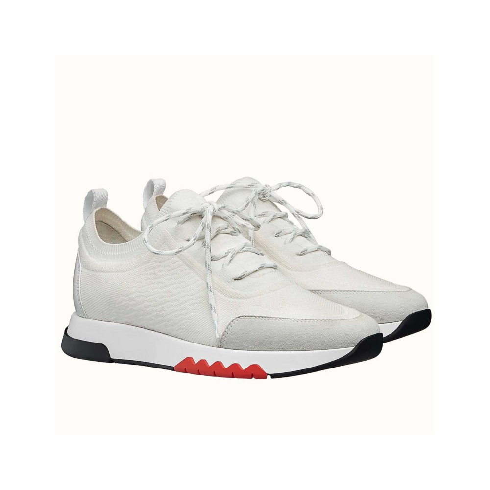 Cheap Reps Hermes Mens Addict Sneakers In White Knit