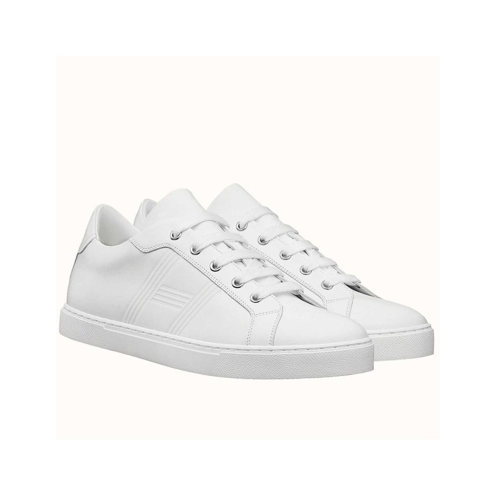 Cheap Reps Hermes Mens Avantage Sneakers In White Calfskin