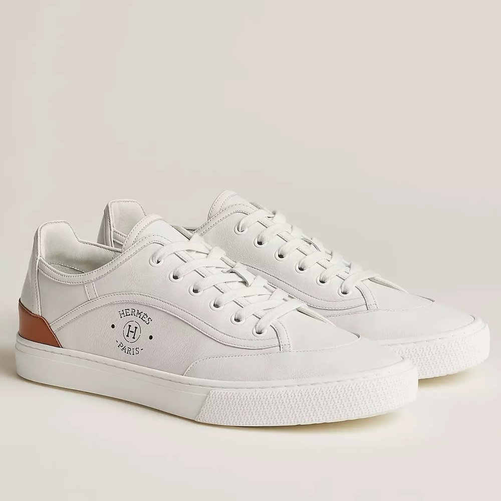 Cheap Reps Hermes Mens Get Sneakers in White Calfskin