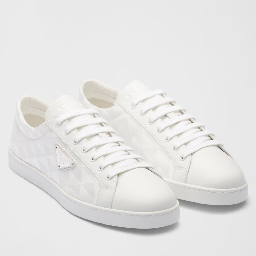 Cheap Reps Prada Mens Sneakers in White Leather and Nylon