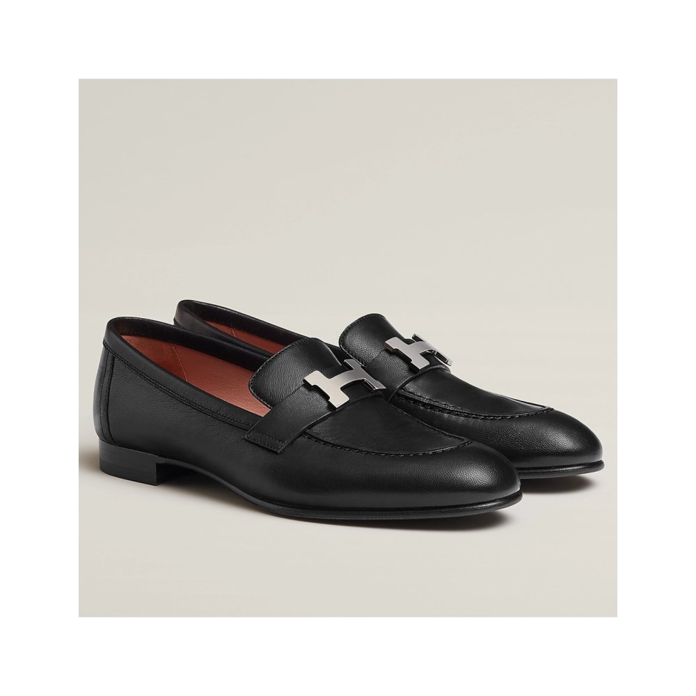 Cheap Reps Hermes Mens Paris Loafers In Noir Calfskin