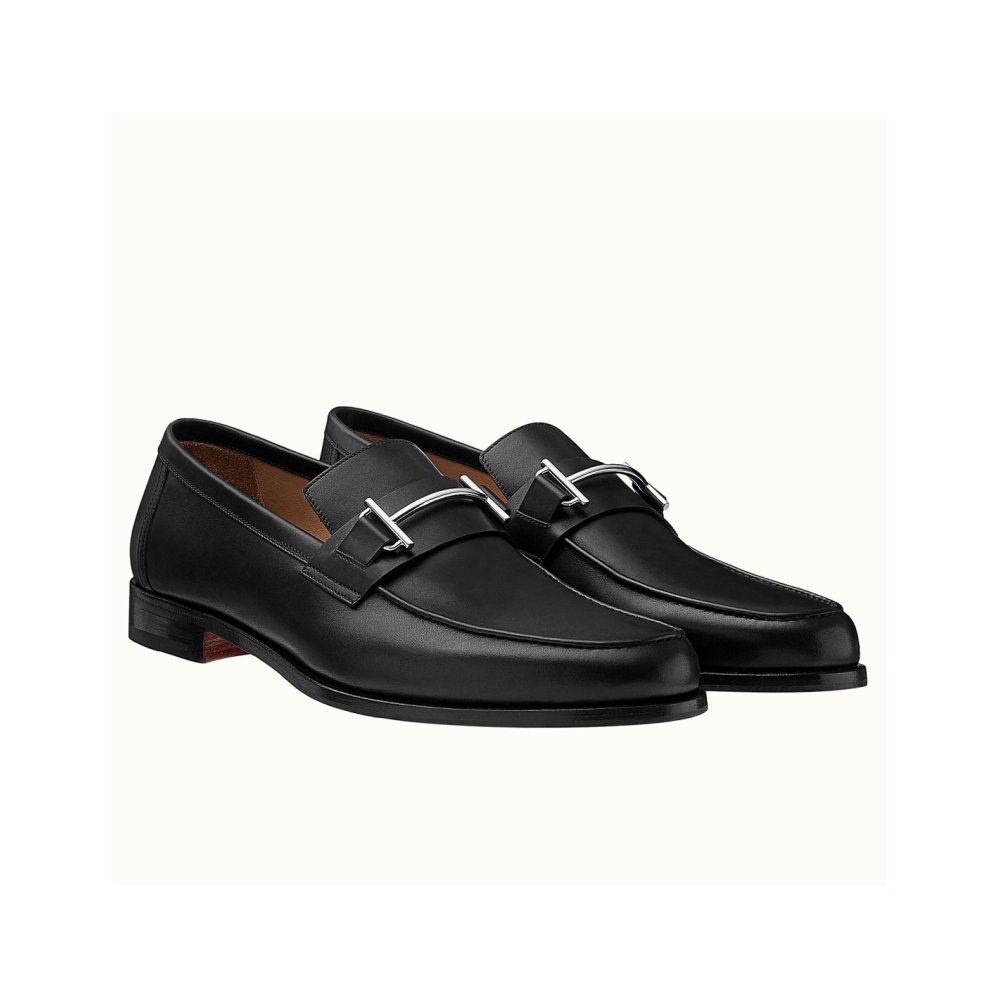 Cheap Reps Hermes Mens Sydney Loafers In Black Calfskin