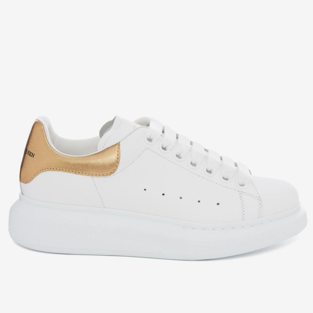 Cheap Reps Alexander McQueen Womens Oversized Sneakers With Gold Heel