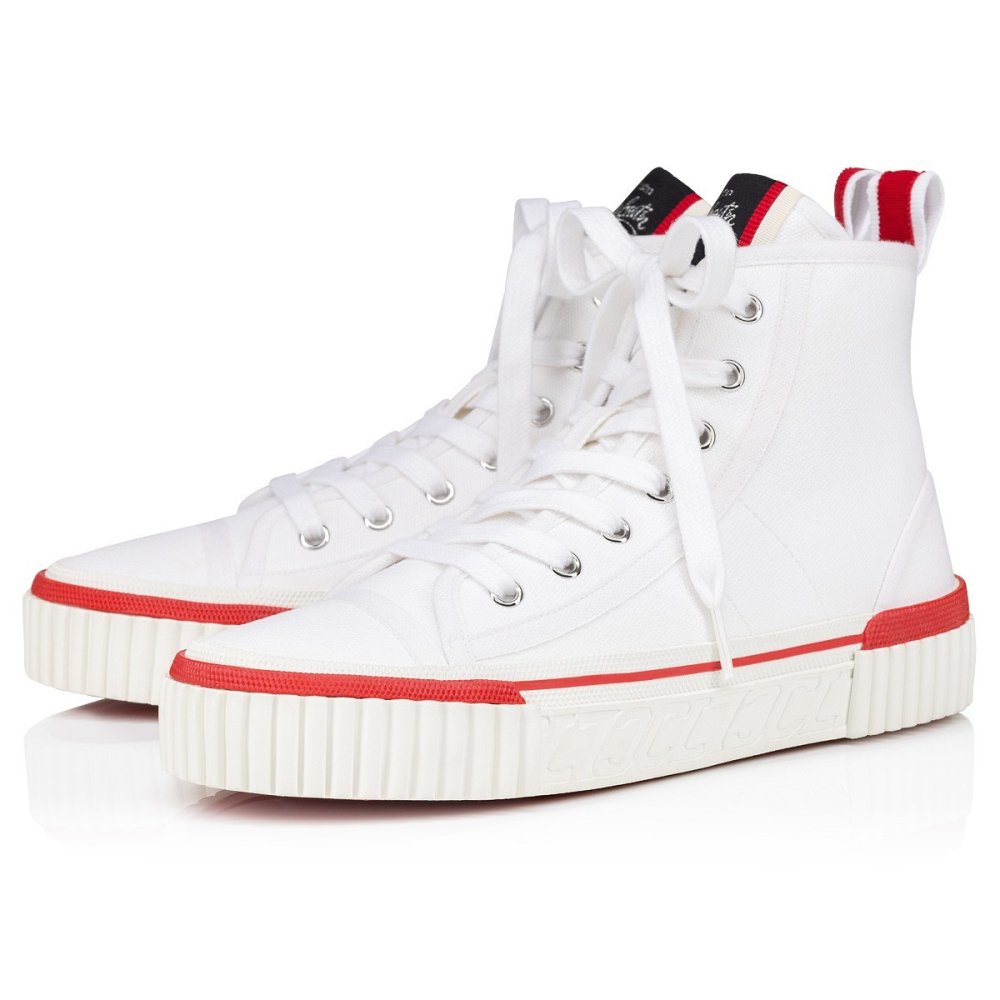 Cheap Reps Christian Louboutin Womens Pedro Sneakers In White Fabric