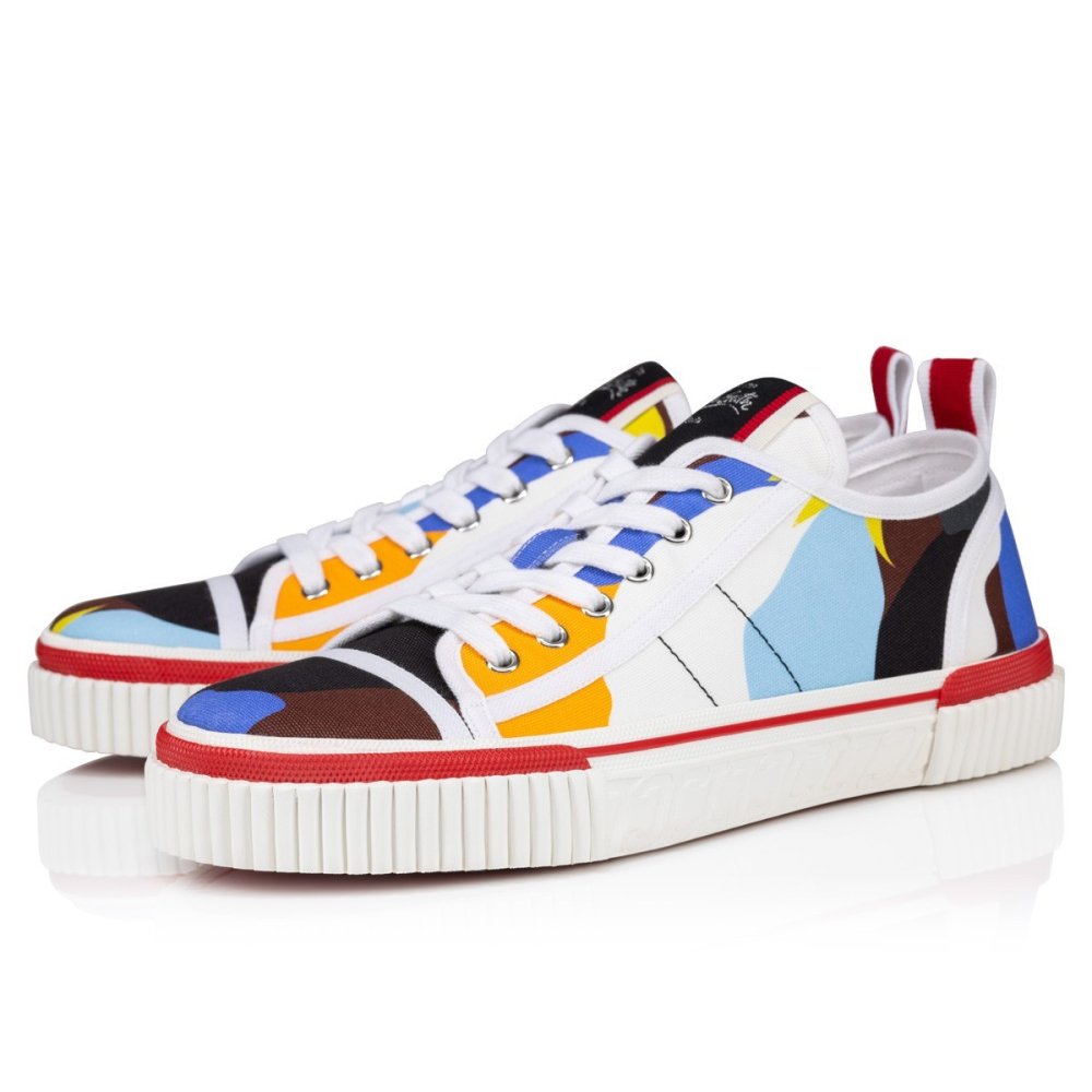 Cheap Reps Christian Louboutin Womens Pedro Junior Sneakers In Multicolor Fabric