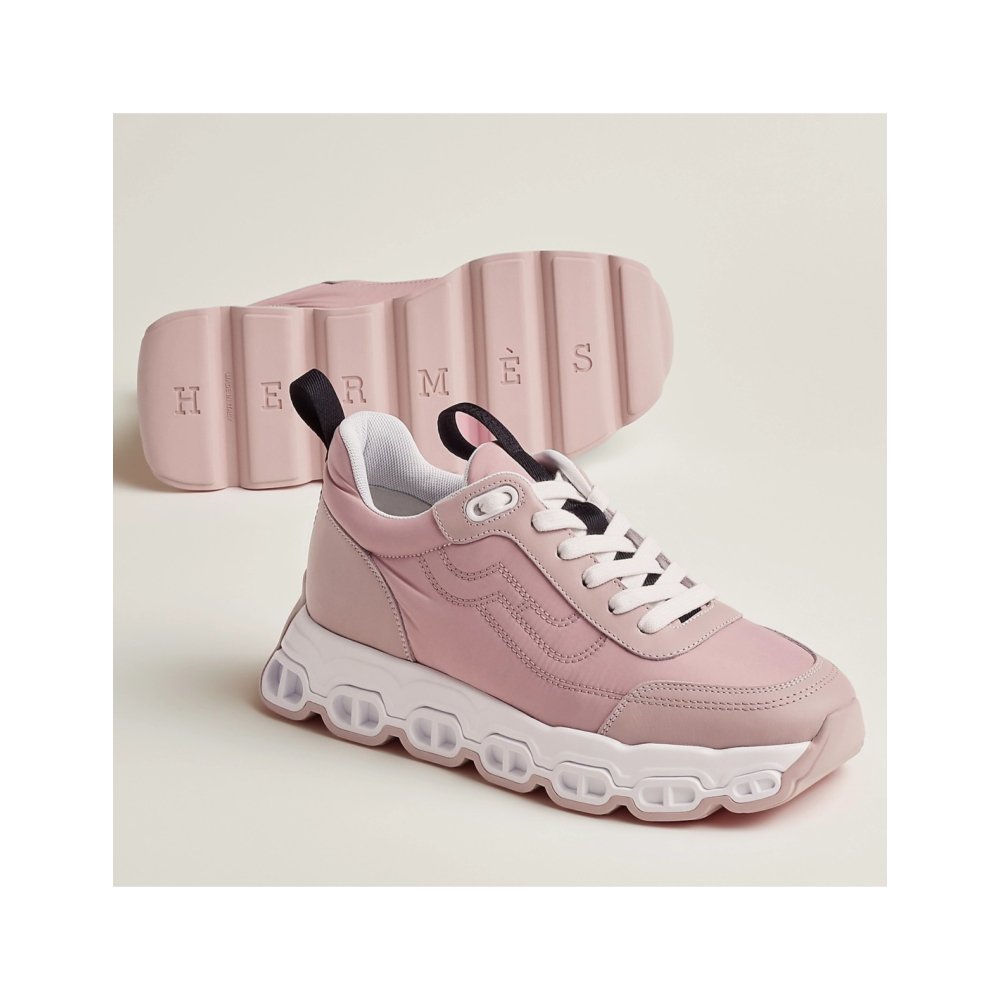 Cheap Reps Hermes Womens Impulse Sneakers in Pink Fabric and Leather